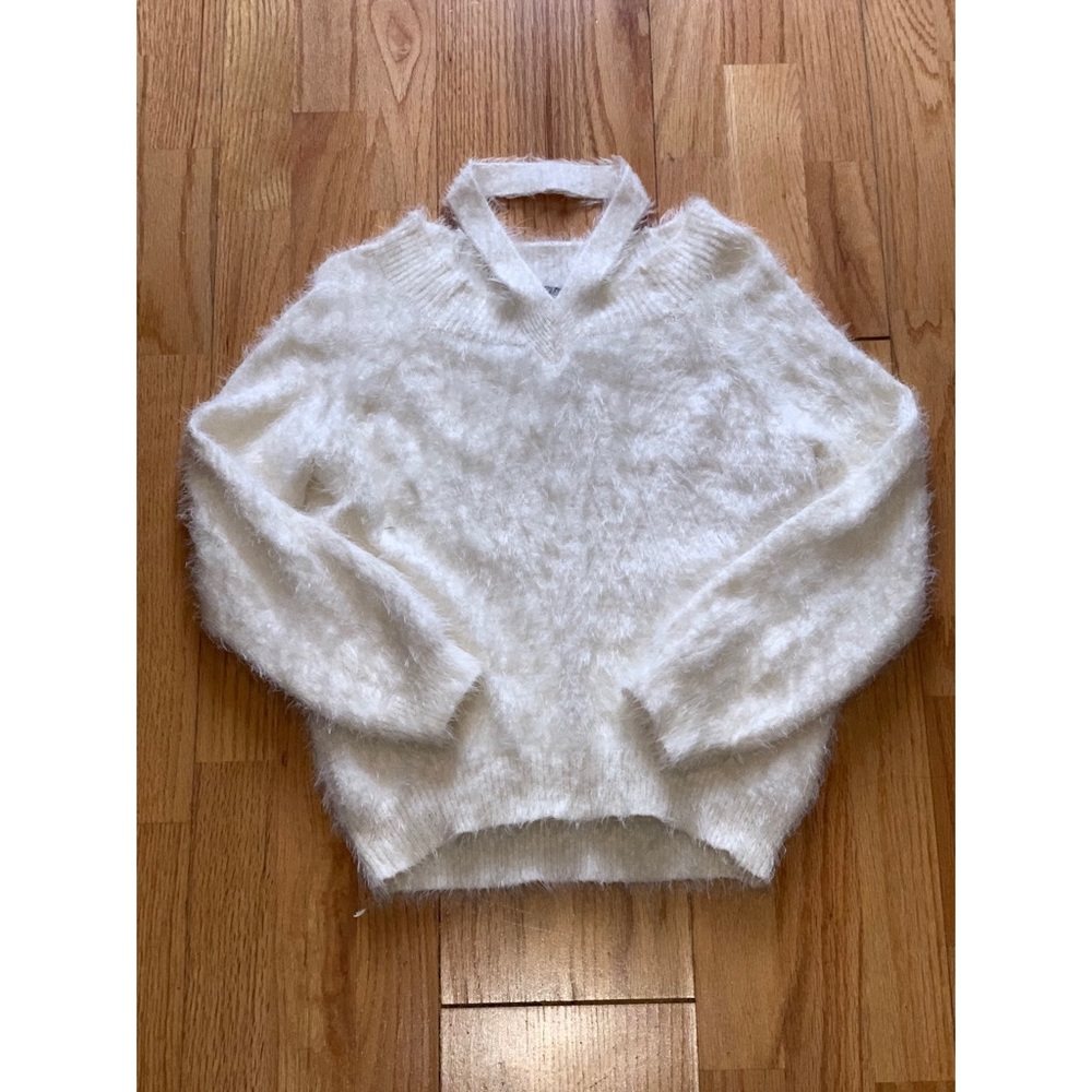 Express white fuzzy sweater